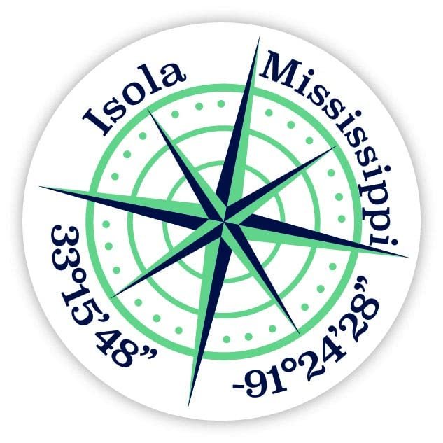 Isola Mississippi 2-Inch Vinyl Decal Sticker Latitude Longitude Compass Design