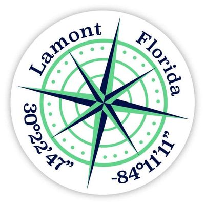 Lamont Florida 2-Inch Vinyl Decal Sticker Latitude Longitude Compass Design