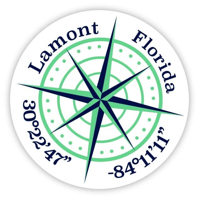 Lamont Florida 2-Inch Vinyl Decal Sticker Latitude Longitude Compass Design