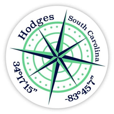 Hodges South Carolina 2-Inch Vinyl Decal Sticker Latitude Longitude Compass Design