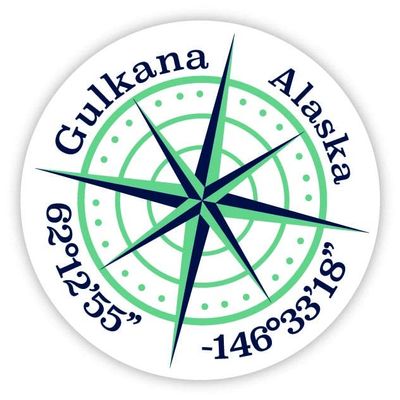 Gulkana Alaska 2-Inch Vinyl Decal Sticker Latitude Longitude Compass Design