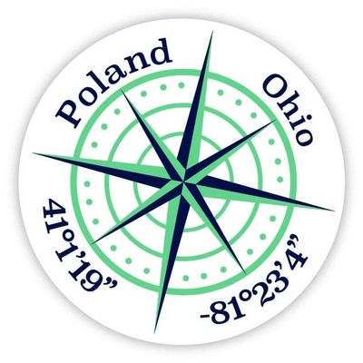 Poland Ohio 2-Inch Vinyl Decal Sticker Latitude Longitude Compass Design