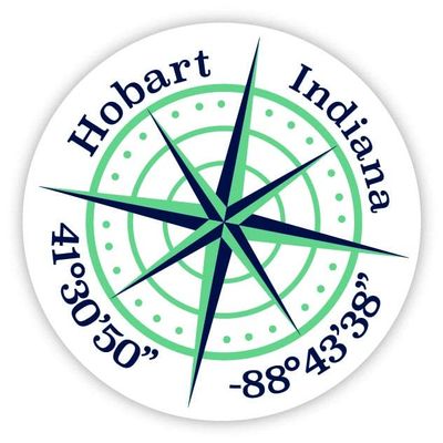 Hobart Indiana 2-Inch Vinyl Decal Sticker Latitude Longitude Compass Design