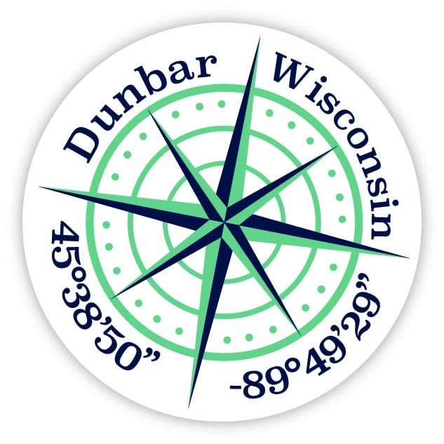 Dunbar Wisconsin 2-Inch Vinyl Decal Sticker Latitude Longitude Compass Design