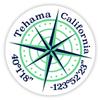 Tehama California 2-Inch Vinyl Decal Sticker Latitude Longitude Compass Design view 1