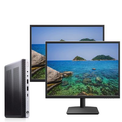 HP Elitedesk 800 G4 Mini Business Desktop (Intel Quad Core i5-8500T, 16GB DDR4 RAM, 512GB NVME Type-C, DisplayPort, WiFi, Ethernet, Kbd+Mou, Windows 11 Pro 64-bit with Dual 24" LCD  (Renewed)