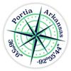 Portia Arkansas 2-Inch Vinyl Decal Sticker Latitude Longitude Compass Design view 1