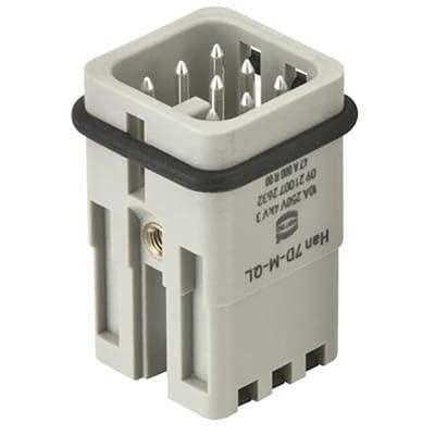 09210072632, Heavy Duty Power Connectors 7+Gnd Male Insert HAN 7D Quick Lock