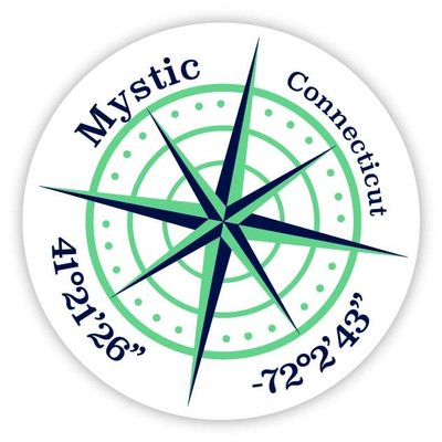 Mystic Connecticut 2-Inch Vinyl Decal Sticker Latitude Longitude Compass Design