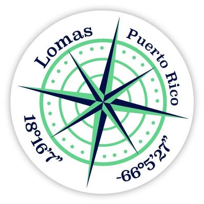Lomas Puerto Rico 2-Inch Vinyl Decal Sticker Latitude Longitude Compass Design