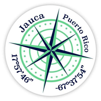 Jauca Puerto Rico 2-Inch Vinyl Decal Sticker Latitude Longitude Compass Design