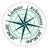 Lamar Arkansas 2-Inch Vinyl Decal Sticker Latitude Longitude Compass Design view 1