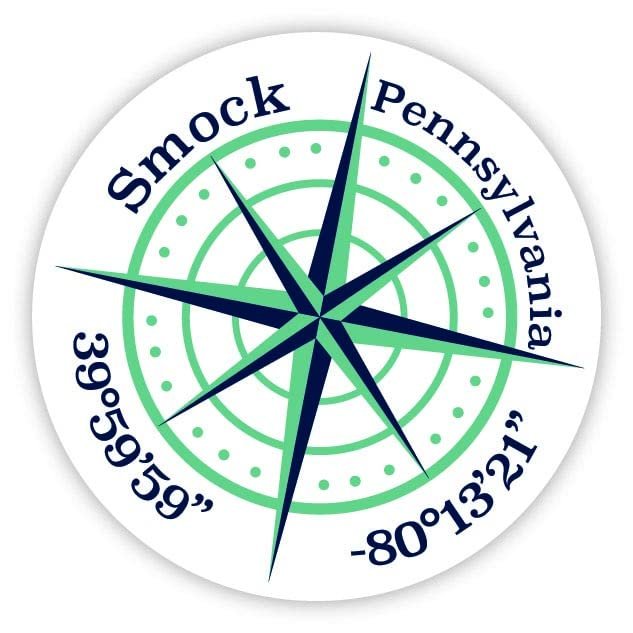 Smock Pennsylvania 2-Inch Vinyl Decal Sticker Latitude Longitude Compass Design