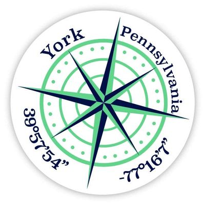 York Pennsylvania 2-Inch Vinyl Decal Sticker Latitude Longitude Compass Design
