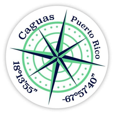 Caguas Puerto Rico 2-Inch Vinyl Decal Sticker Latitude Longitude Compass Design