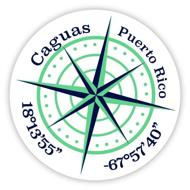 Caguas Puerto Rico 2-Inch Vinyl Decal Sticker Latitude Longitude Compass Design