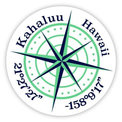Kahaluu Hawaii 2-Inch Vinyl Decal Sticker Latitude Longitude Compass Design