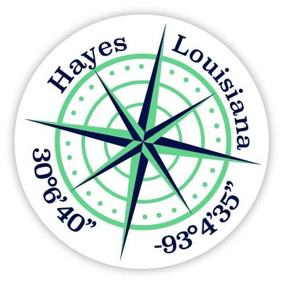 Hayes Louisiana 2-Inch Vinyl Decal Sticker Latitude Longitude Compass Design