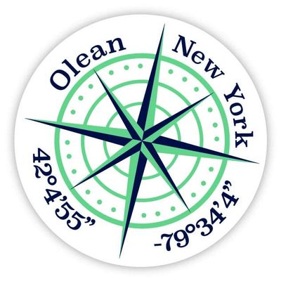 Olean New York 2-Inch Vinyl Decal Sticker Latitude Longitude Compass Design