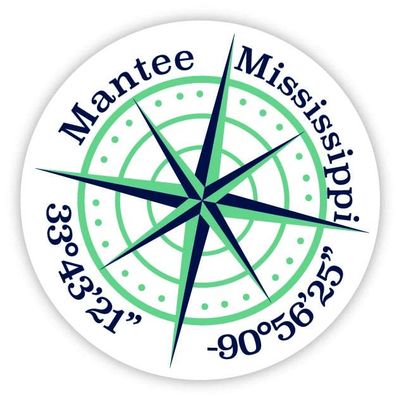 Mantee Mississippi 2-Inch Vinyl Decal Sticker Latitude Longitude Compass Design