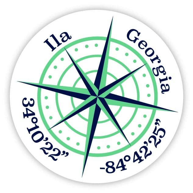Ila Georgia 2-Inch Vinyl Decal Sticker Latitude Longitude Compass Design