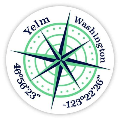 Yelm Washington 2-Inch Vinyl Decal Sticker Latitude Longitude Compass Design