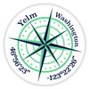 Yelm Washington 2-Inch Vinyl Decal Sticker Latitude Longitude Compass Design view 1