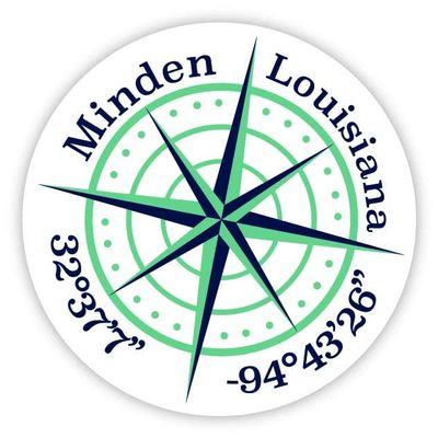 Minden Louisiana 2-Inch Vinyl Decal Sticker Latitude Longitude Compass Design