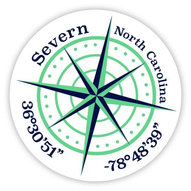 Severn North Carolina 2-Inch Vinyl Decal Sticker Latitude Longitude Compass Design
