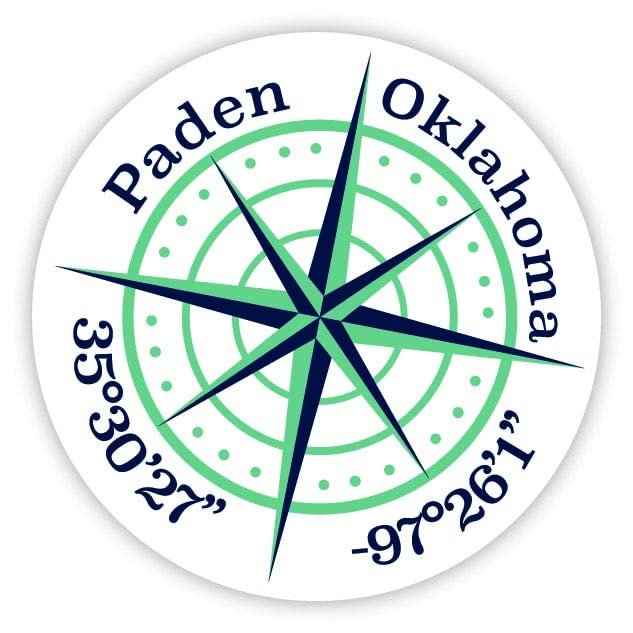 Paden Oklahoma 2-Inch Vinyl Decal Sticker Latitude Longitude Compass Design