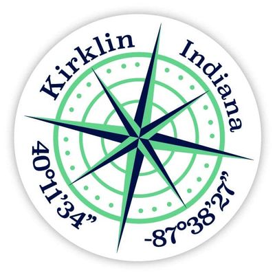 Kirklin Indiana 2-Inch Vinyl Decal Sticker Latitude Longitude Compass Design