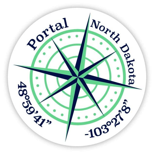 Portal North Dakota 2-Inch Vinyl Decal Sticker Latitude Longitude Compass Design