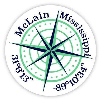 McLain Mississippi 2-Inch Vinyl Decal Sticker Latitude Longitude Compass Design