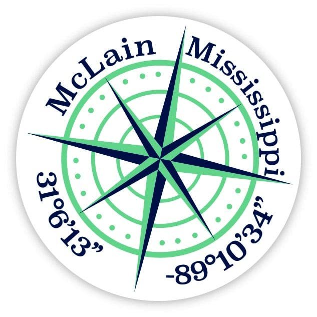 McLain Mississippi 2-Inch Vinyl Decal Sticker Latitude Longitude Compass Design