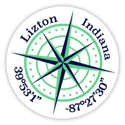 Lizton Indiana 2-Inch Vinyl Decal Sticker Latitude Longitude Compass Design