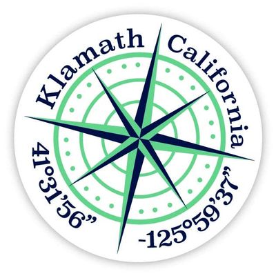 Klamath California 2-Inch Vinyl Decal Sticker Latitude Longitude Compass Design