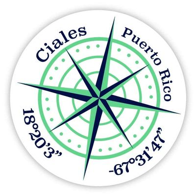 Ciales Puerto Rico 2-Inch Vinyl Decal Sticker Latitude Longitude Compass Design