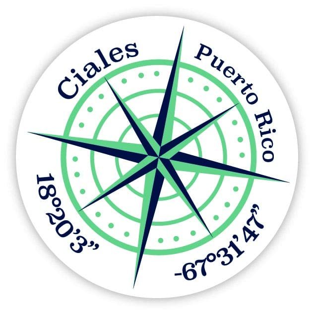 Ciales Puerto Rico 2-Inch Vinyl Decal Sticker Latitude Longitude Compass Design