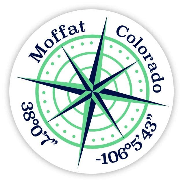 Moffat Colorado 2-Inch Vinyl Decal Sticker Latitude Longitude Compass Design