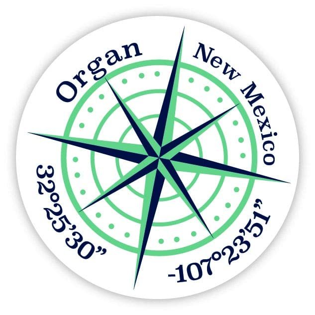 Organ New Mexico 2-Inch Vinyl Decal Sticker Latitude Longitude Compass Design