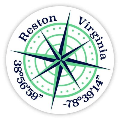 Reston Virginia 2-Inch Vinyl Decal Sticker Latitude Longitude Compass Design