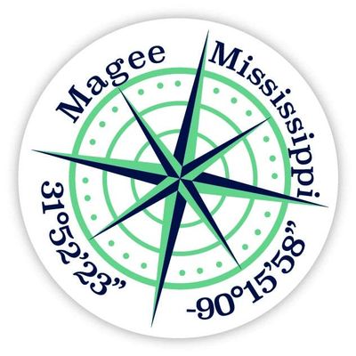 Magee Mississippi 2-Inch Vinyl Decal Sticker Latitude Longitude Compass Design