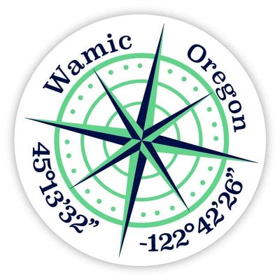 Wamic Oregon 2-Inch Vinyl Decal Sticker Latitude Longitude Compass Design