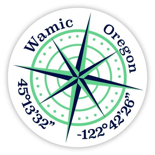 Wamic Oregon 2-Inch Vinyl Decal Sticker Latitude Longitude Compass Design