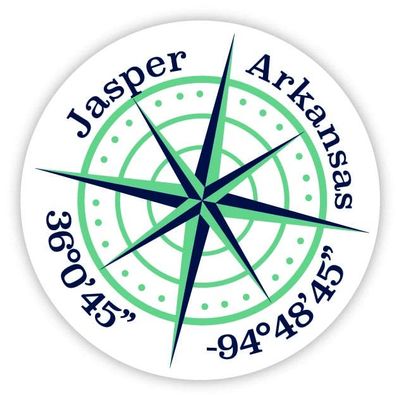 Jasper Arkansas 2-Inch Vinyl Decal Sticker Latitude Longitude Compass Design