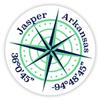 Jasper Arkansas 2-Inch Vinyl Decal Sticker Latitude Longitude Compass Design view 1
