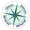Olney Illinois 2-Inch Vinyl Decal Sticker Latitude Longitude Compass Design view 1