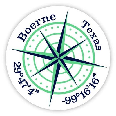 Boerne Texas 2-Inch Vinyl Decal Sticker Latitude Longitude Compass Design