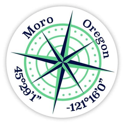 Moro Oregon 2-Inch Vinyl Decal Sticker Latitude Longitude Compass Design