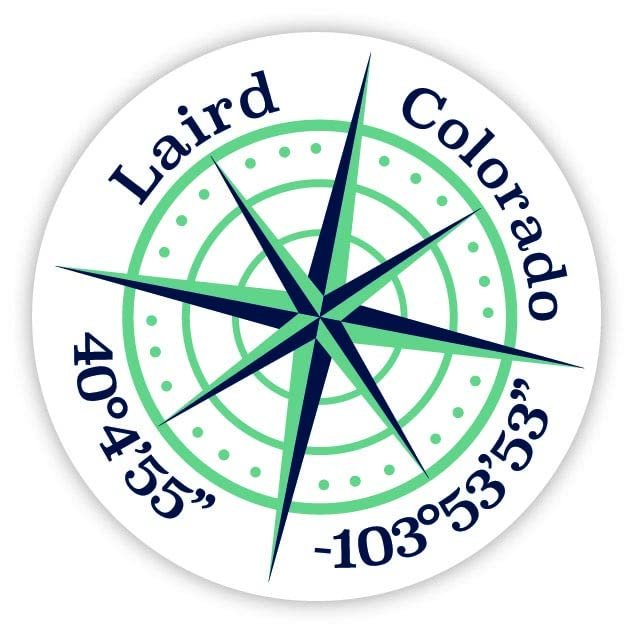 Laird Colorado 2-Inch Vinyl Decal Sticker Latitude Longitude Compass Design